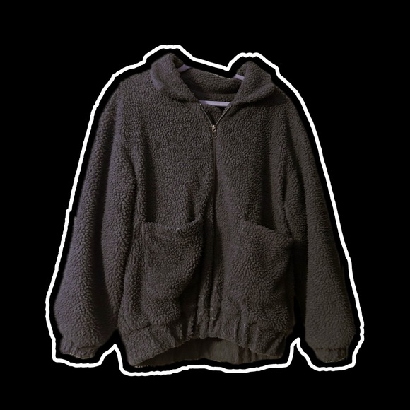 Zaful Gray Oversized Baggy Cozy Teddy Jacket Coat - Picture 2 of 4